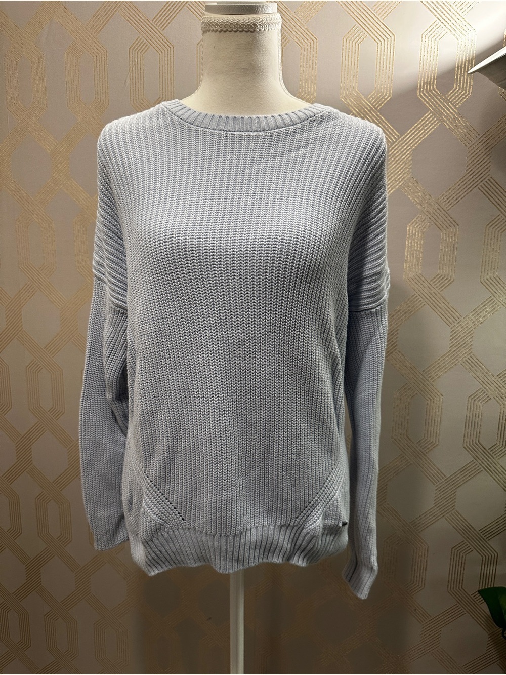 Hollister Pale Blue Ribbed Crewneck Sweater